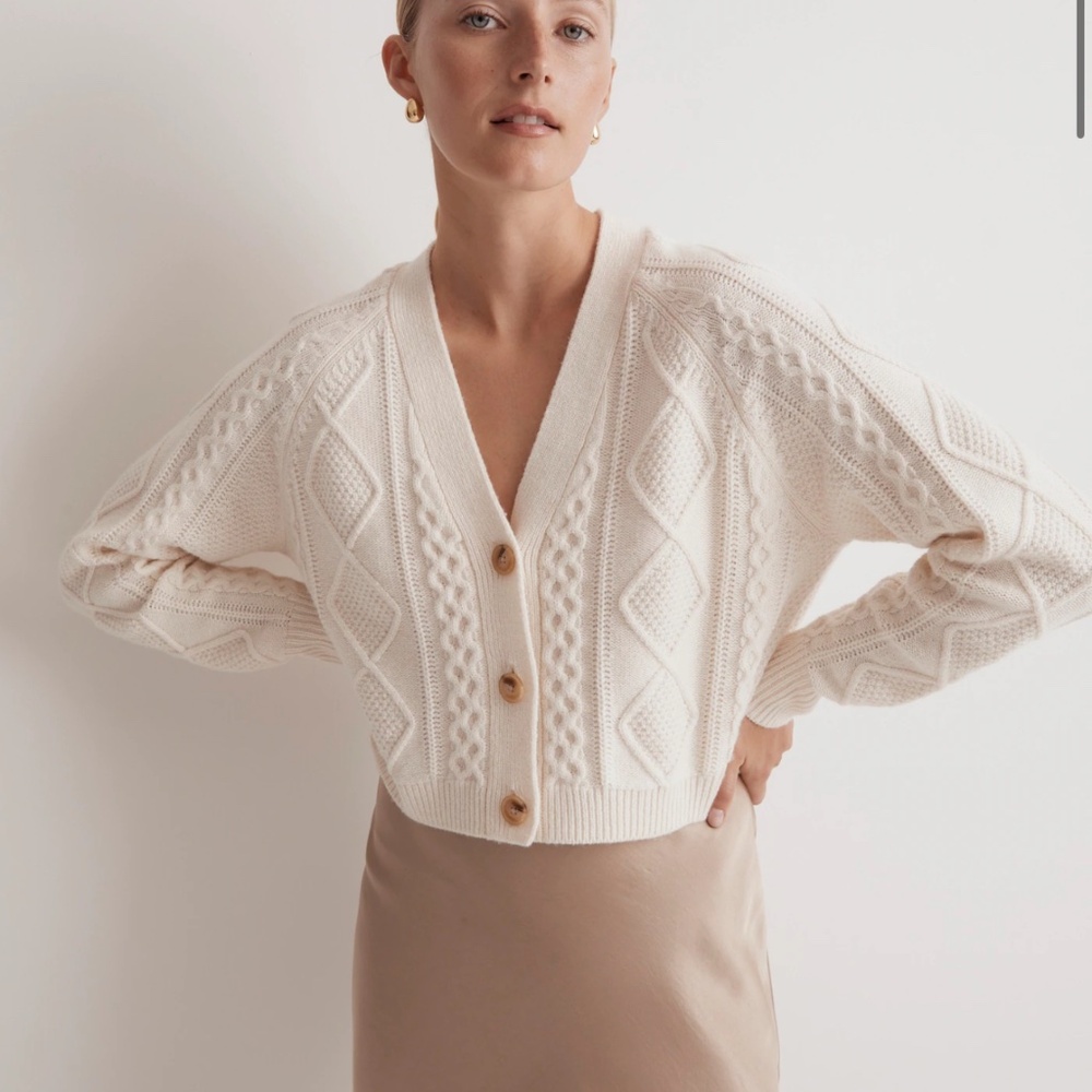 Madewell Cable Knit Cropped Cardigan